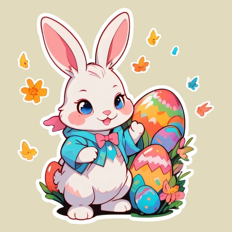 Easter Bunny with Multiple Eggs
