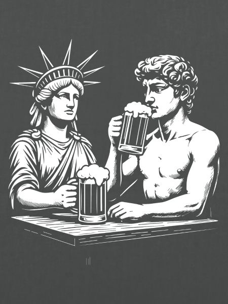 Die Freiheitsstatue und David Michelangelo