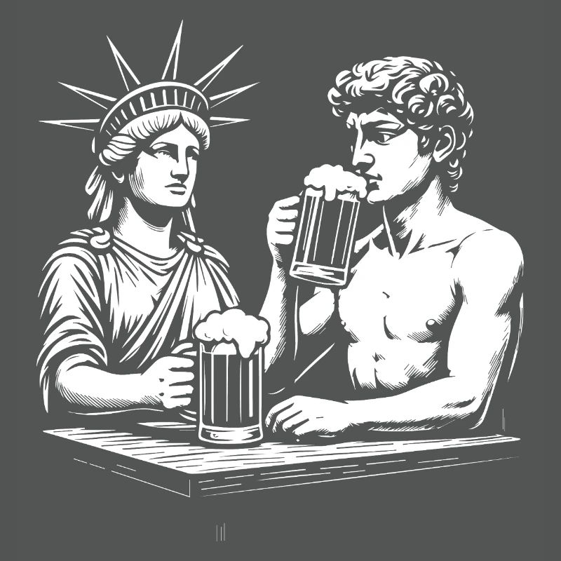 Die Freiheitsstatue und David Michelangelo