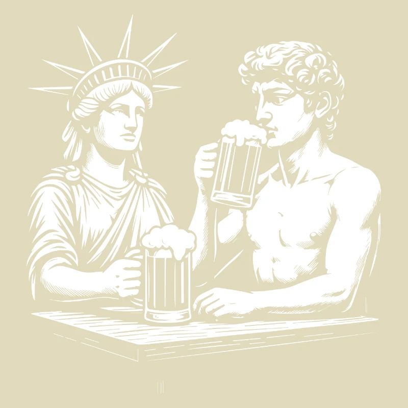 Die Freiheitsstatue und David Michelangelo