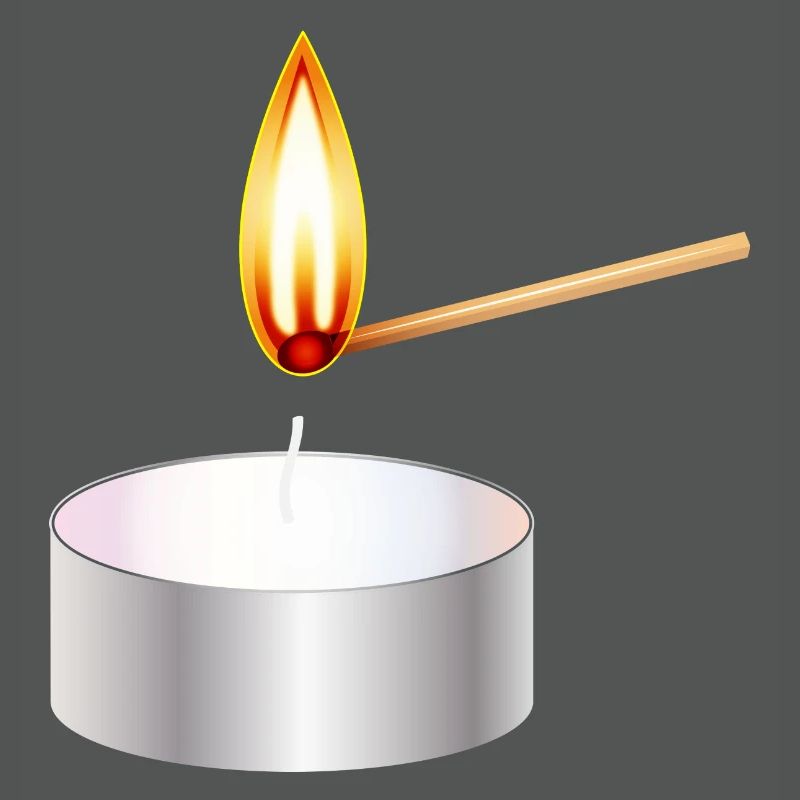 light a small tea light with match