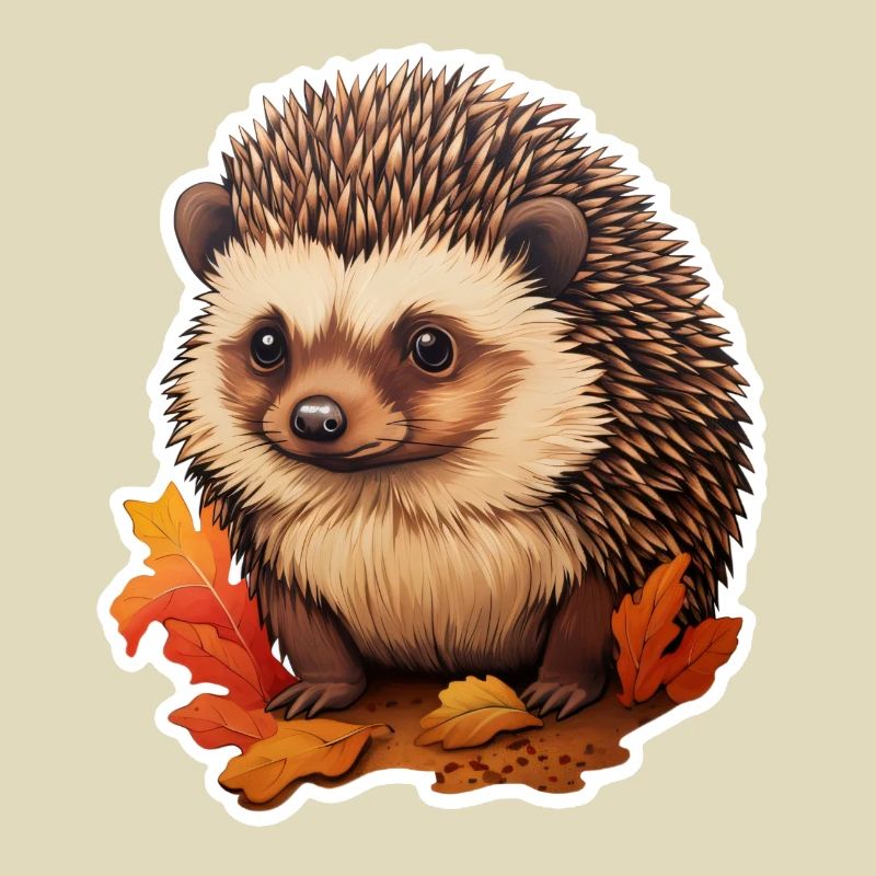 Hérisson avec des feuilles