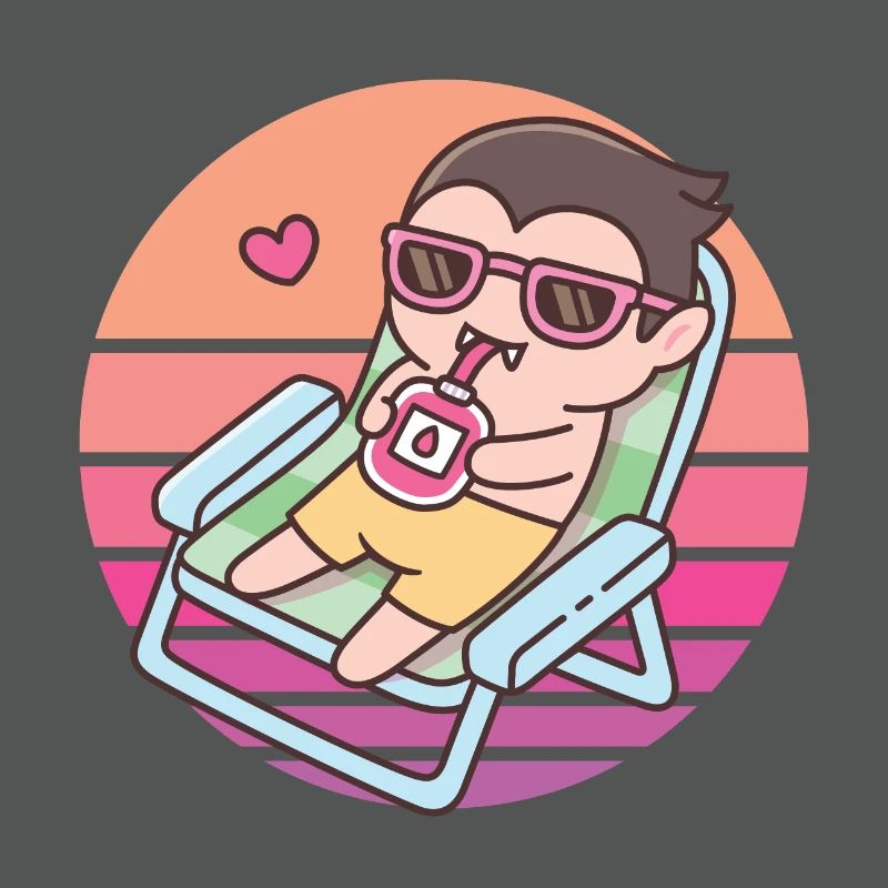 Mignon Vampire Chilling avec Blood Pack Sunset