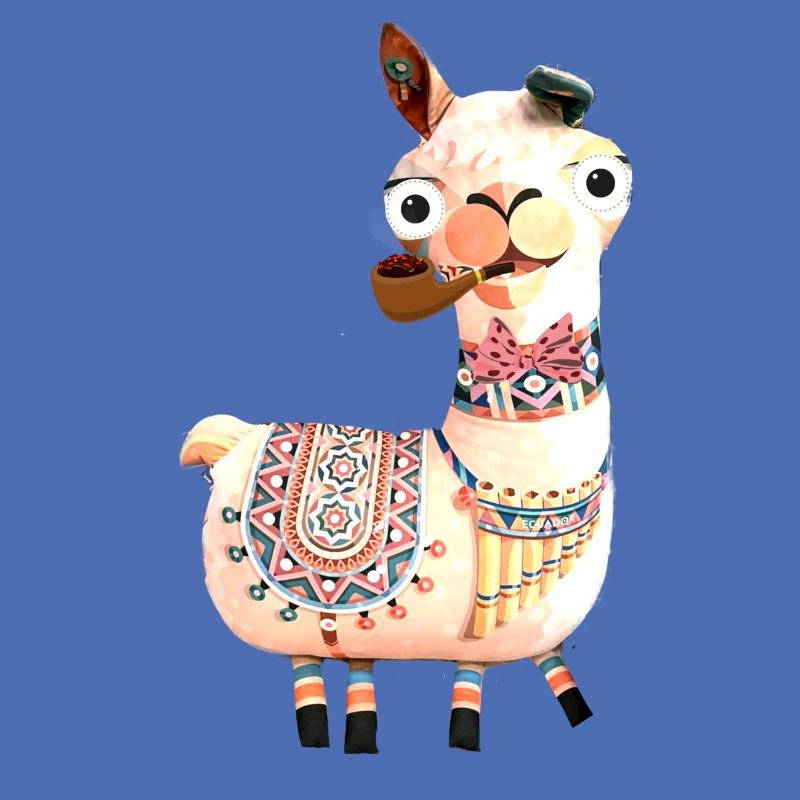 llama,alpaca, illustration, comic, whistle