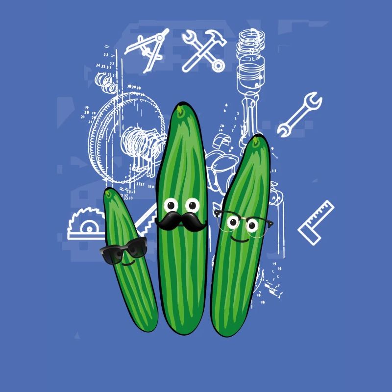 Cucumbers, drawing, screwdriver, screw, tools