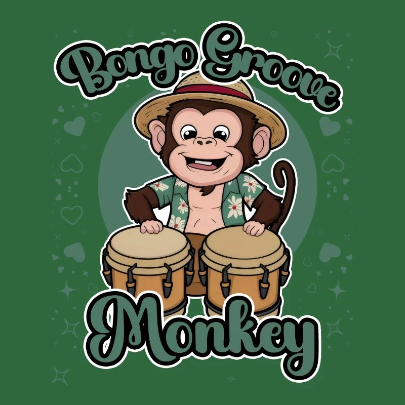 Bongo Groove Monkey Funny Drumming Design