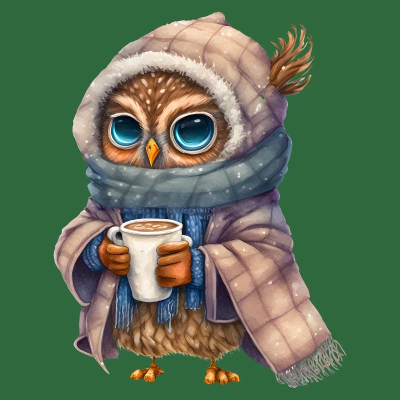 Nette Eule mit Kaffee
