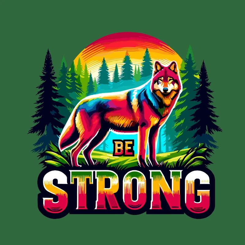 Wolf with slogan "Be Strong"