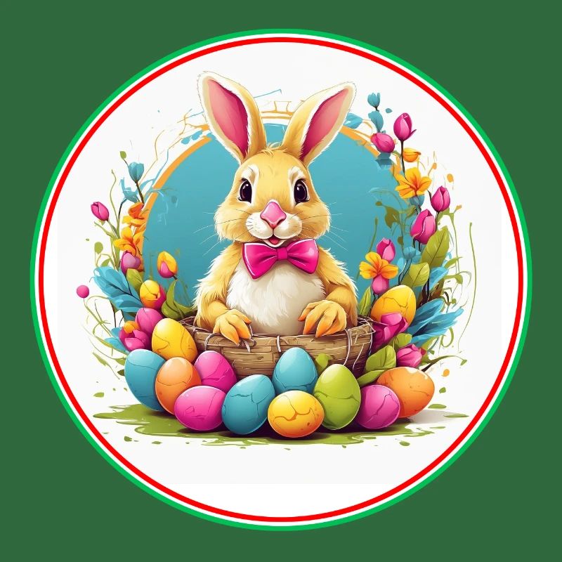 Cute Easter bunny in Easter basket