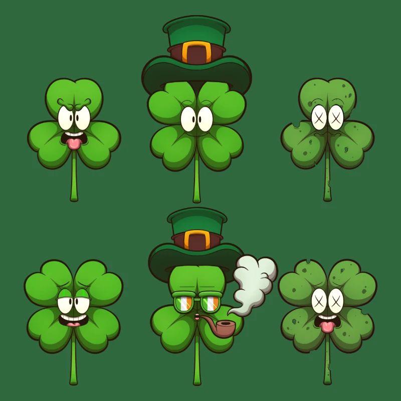 Cute Four-Leaf Clovers Characters
