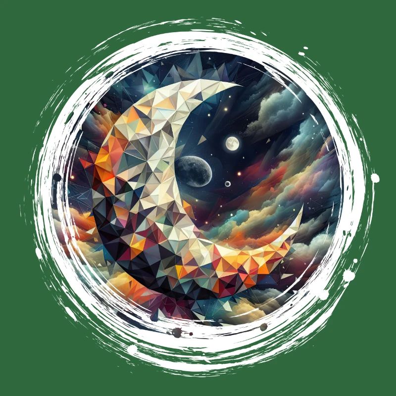 Moon Vector Triangles Space Nebula