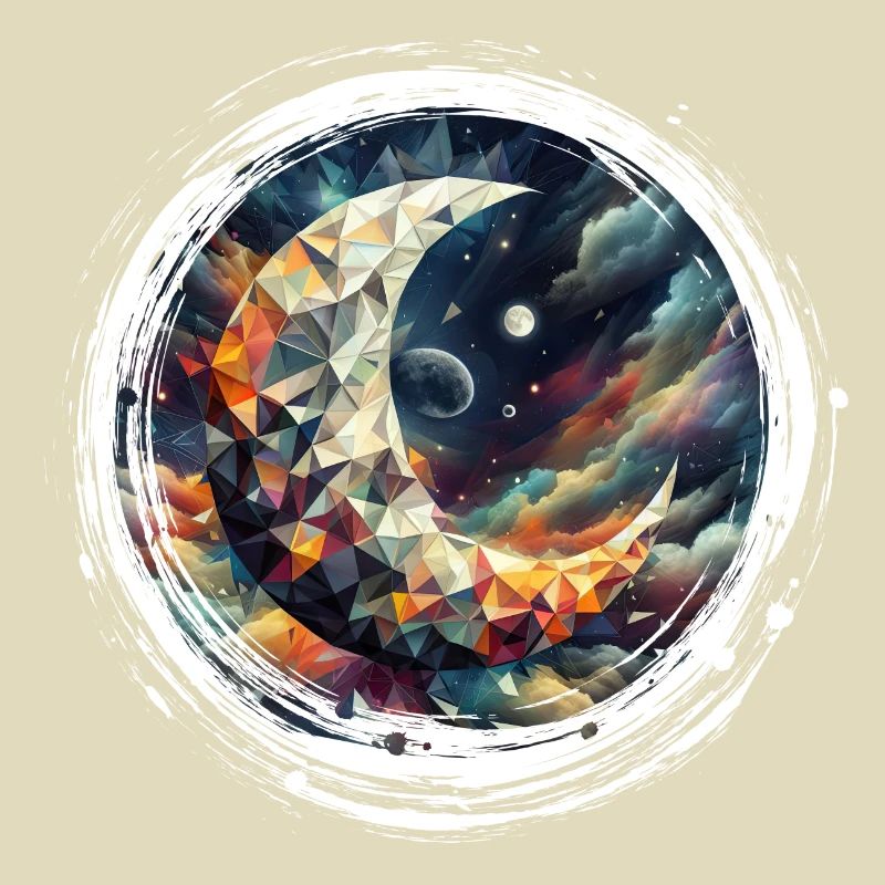 Moon Vector Triangles Space Nebula