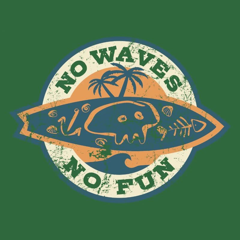 No Waves No Fun - Surfer - Geschenk
