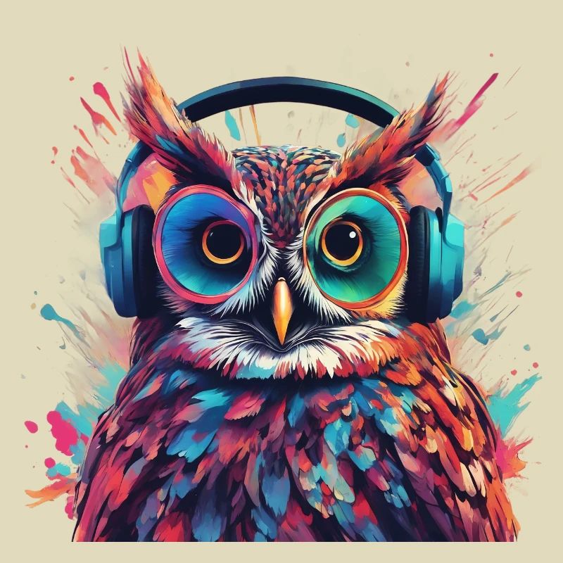 Coole Eule mit Kopfhörer