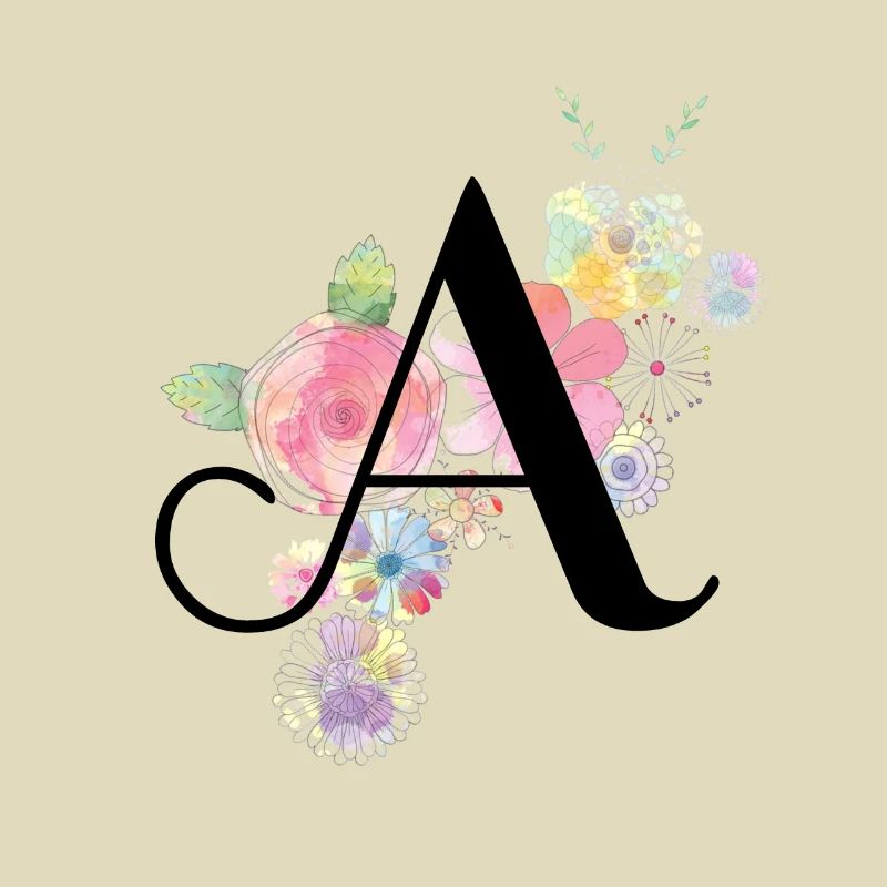 Monogramm Buchstabe A mit Pastellblüten