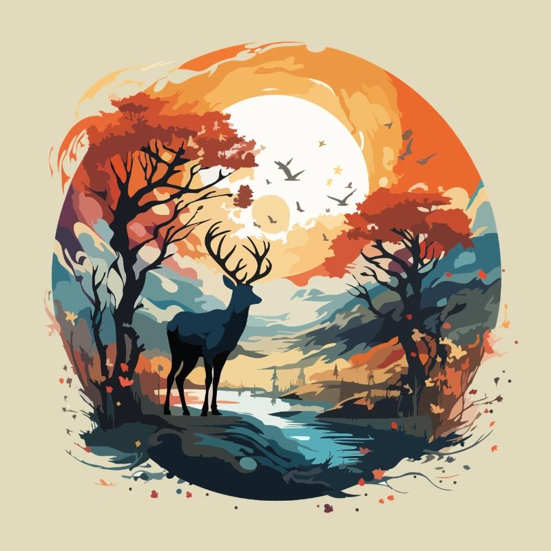 Hirsch im Herbstkreis