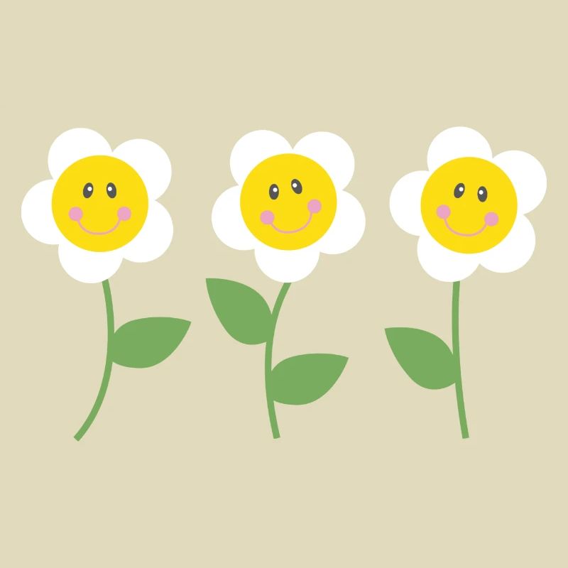 Drei lächelnde Gänseblümchen