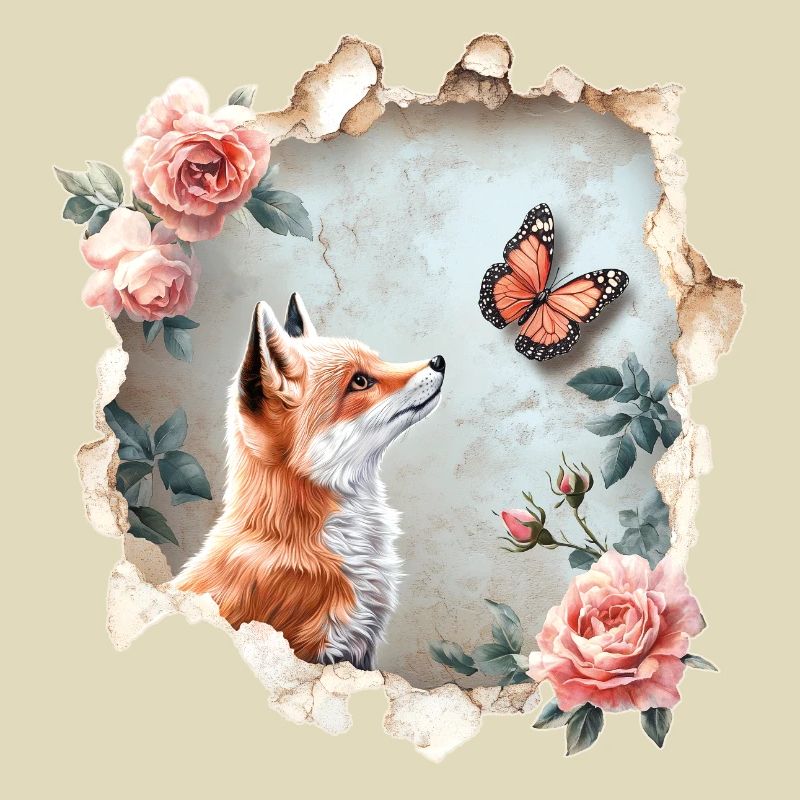 Renard avec papillon