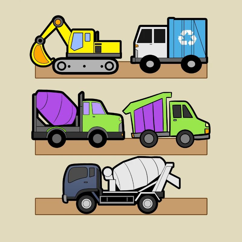 Excavator Construction Site Construction Worker Construction Truck I Gift
