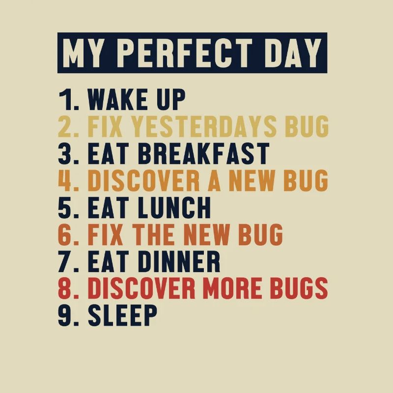 Fix Bugs Perfect Day Developer Coder Programmierer