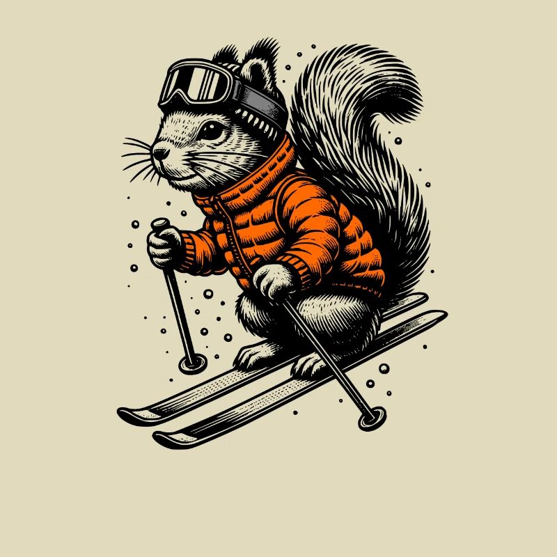 Skifahrendes Eichhörnchen