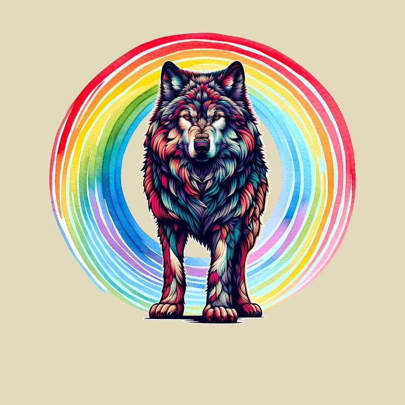 Wolf Wölfe Regenbogen