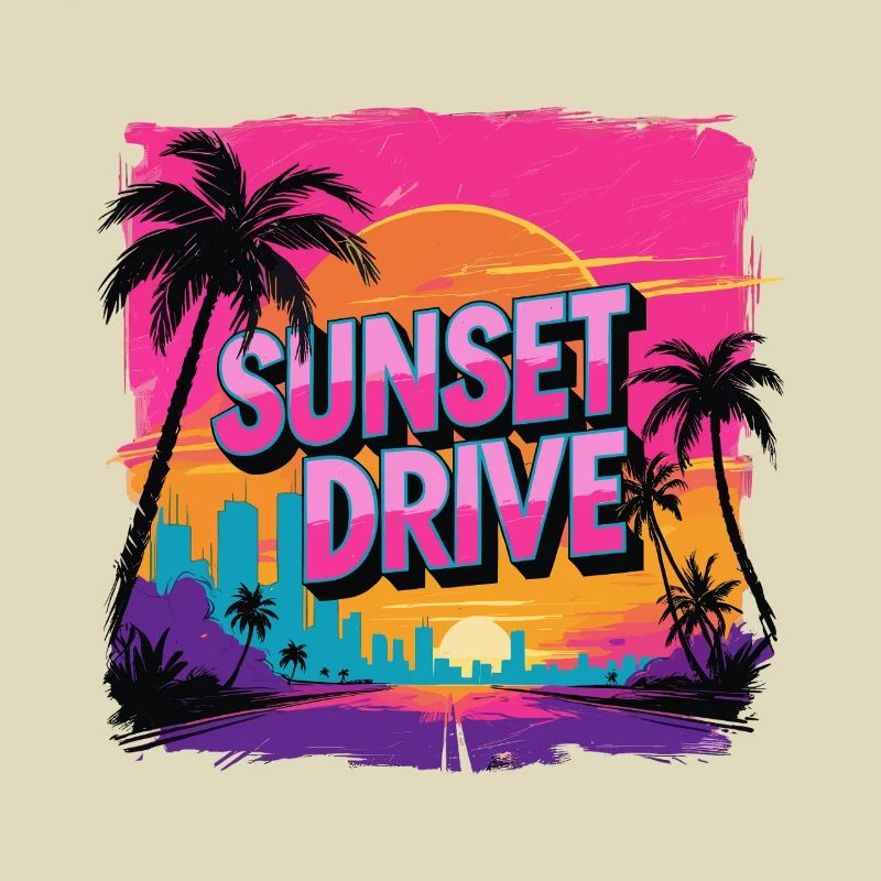 Sunset Drive Palm Trees Skyline