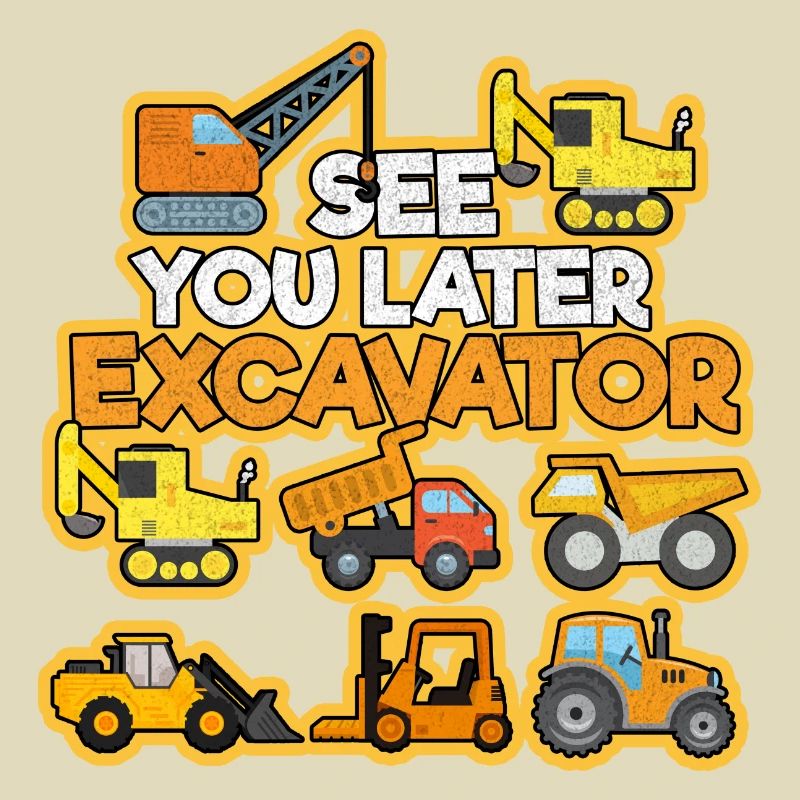 Excavator Construction Site Construction Worker Construction Truck I Gift