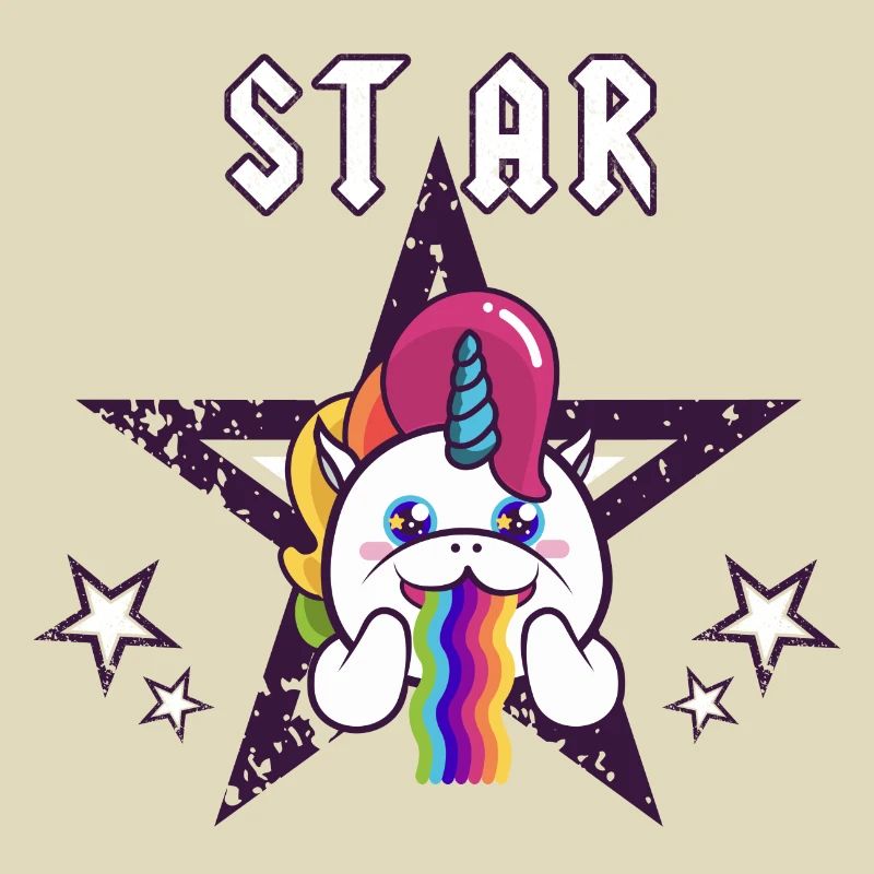 Stern Einhorn Rainbow Vomit. Disco-Mädchen, Junge, Baby