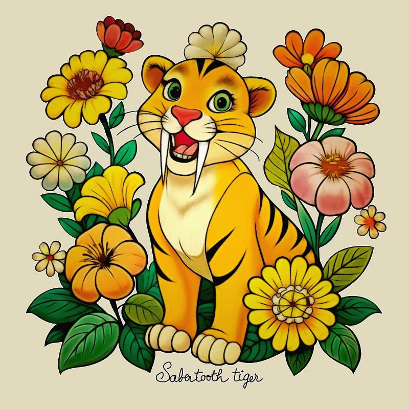 Cute sabertooth tiger