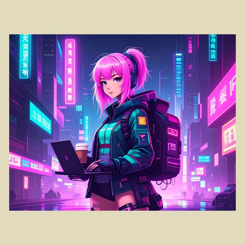 Neon Hacker Girl – Prêt à coder et à conquérir