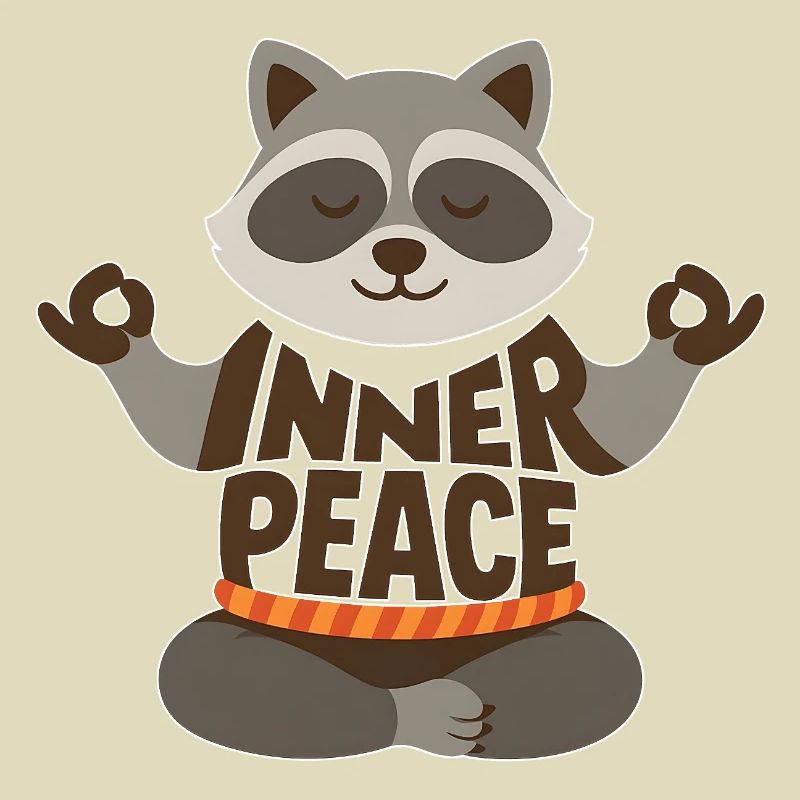 Meditierender Waschbär mit "Inner Peace"