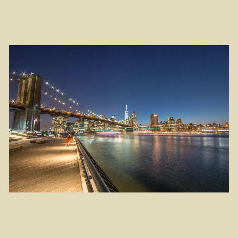 Panoramic View Brooklyn Bridge and Skyline