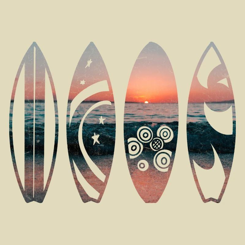 planches de surf coucher du soleil