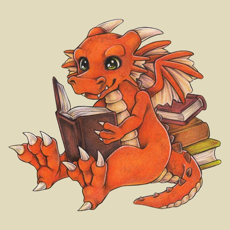 Niedlicher Lesender Drache Fantasy Geschenkidee