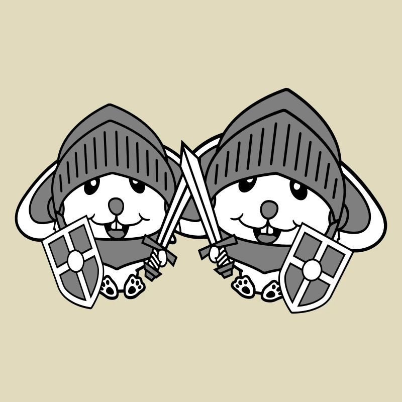 2 Bunnies Knight Sword Shield Armor Helmet Hero