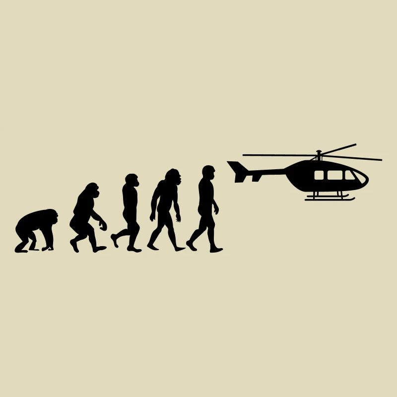 Hubschrauber Pilot Evolution Steinzeit