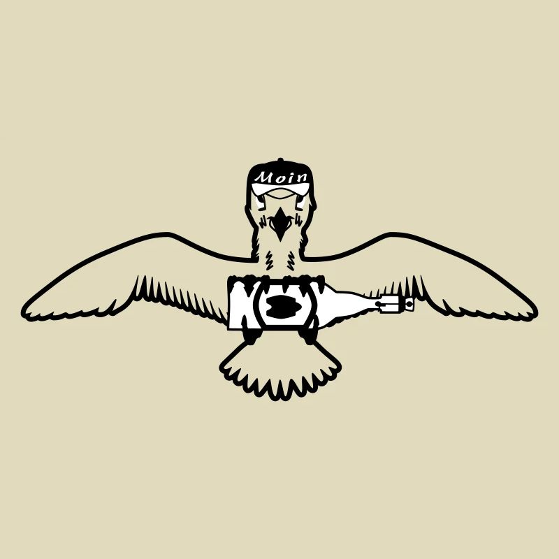 Möwe bringt Bierflache
