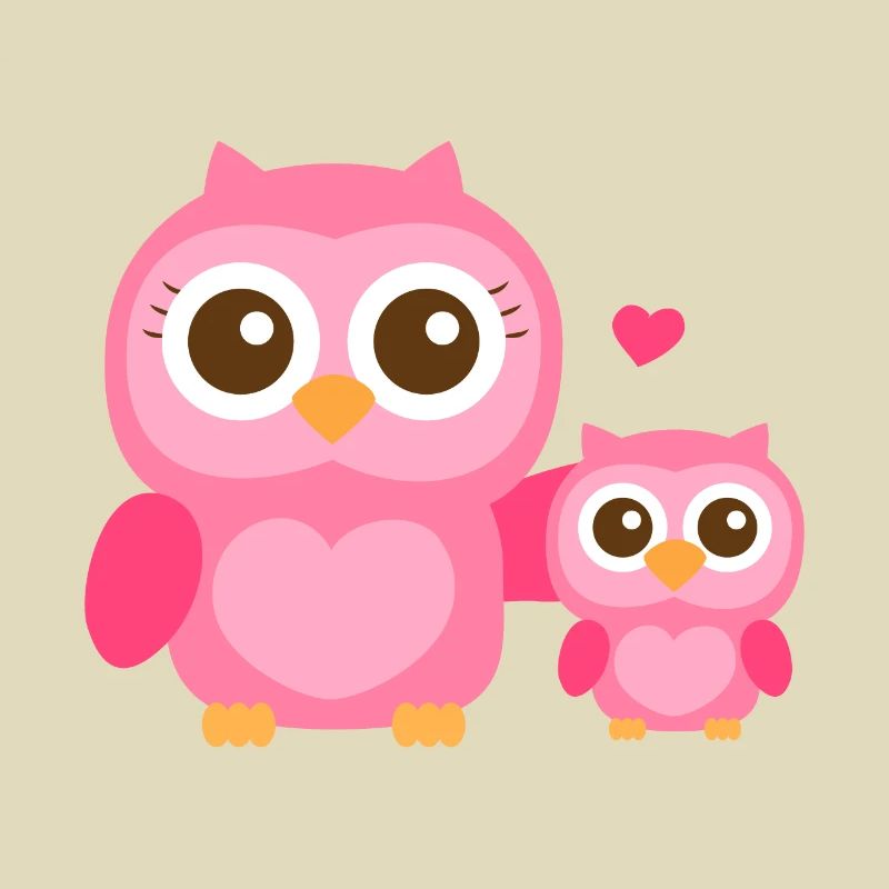 Nette Eule Mutter und Kind