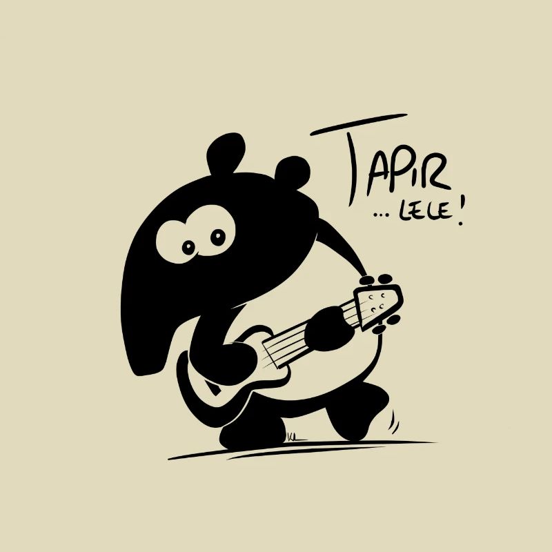 Musical saddleback tapir with ukulele