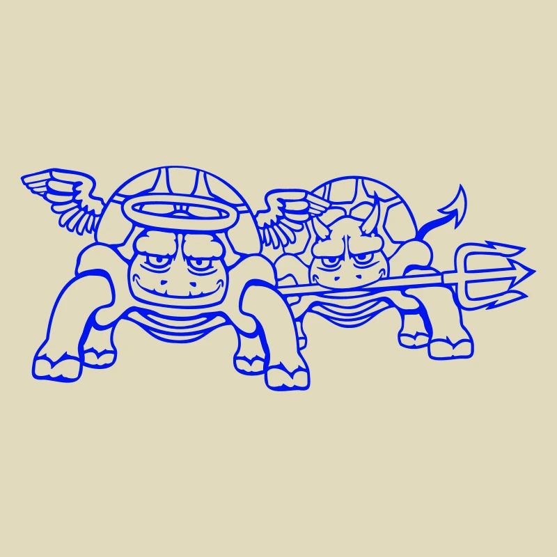 2 Tortues Conscience Équipe Devil Angel Mal Bien