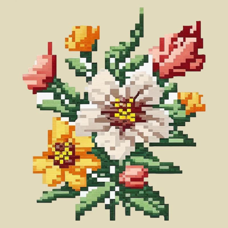 Style pixel fleurs