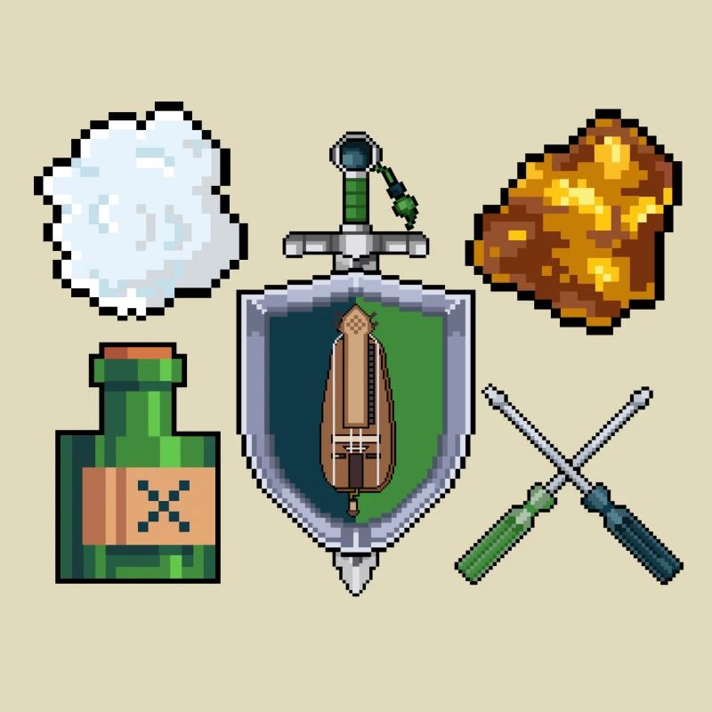 Pixel Hurdy Gurdy with Tools