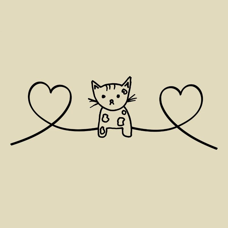 Chat amour chat avec coeurs