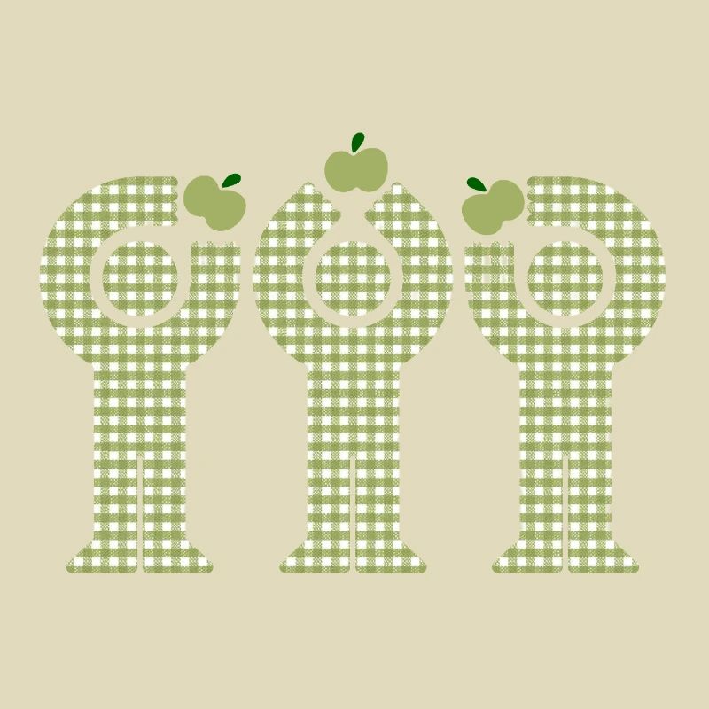 Green Gingham Minis Apple Figures