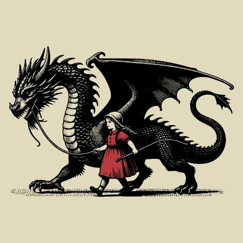 Kleines Mädchen mit Drachen