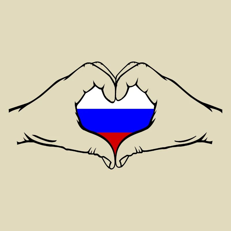 Drapeau de la Russie Mains Forme de coeur