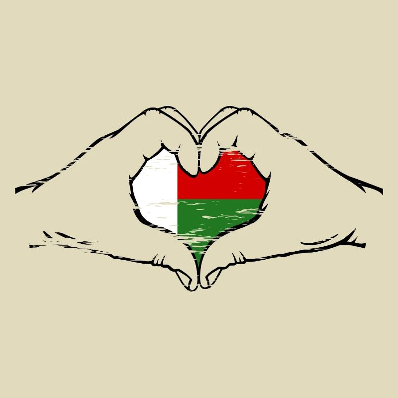 Drapeau de Madagascar en forme de coeur utilisé