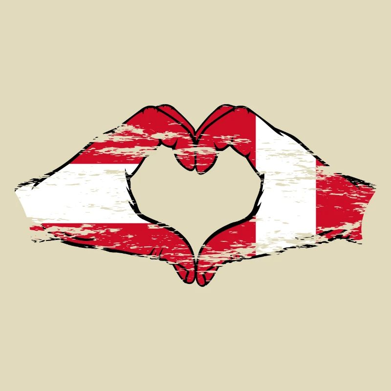 Austria Peru Flag Hands Heart Shape Used