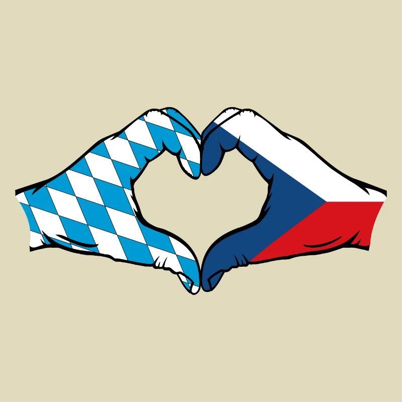 Bavière, République tchèque, Drapeau, Mains, Forme de coeur